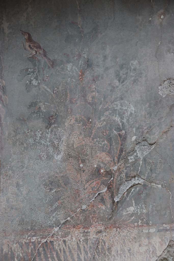III.3, Herculaneum, September 2017. West end of garden painting on south wall above nymphaeum.
Photo courtesy of Klaus Heese.